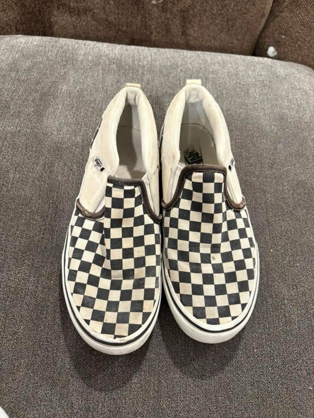Vans women’s Checkerboard Slip-On Sneakers - Black & White